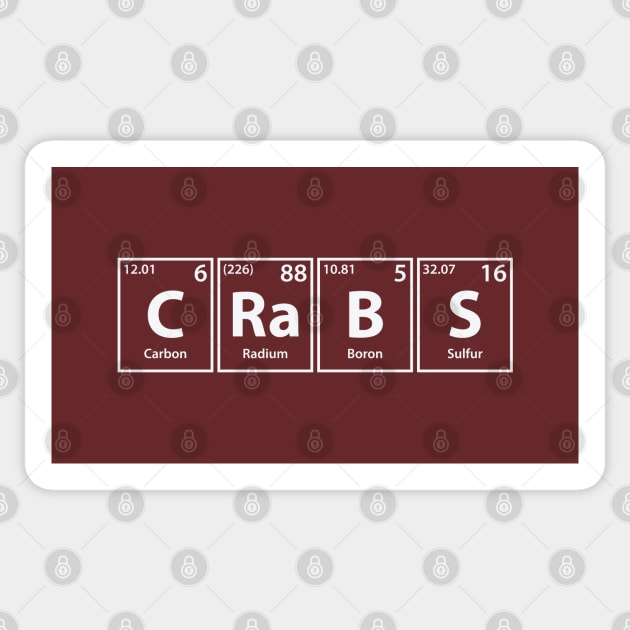 Crabs (C-Ra-B-S) Periodic Elements Spelling Sticker by cerebrands